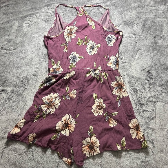 Ces Femme Large Mauve Floral Wrap-Front Romper - Picture 6 of 6